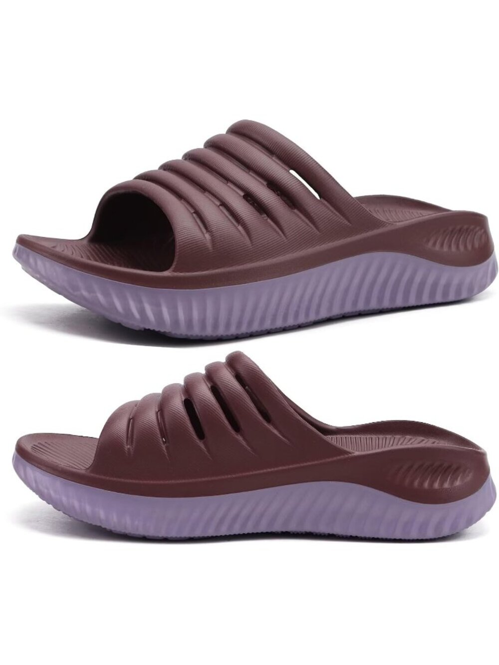 🆕 Women Brown Purple Sandals With Comfortable Arch Support Sport Slides Casual